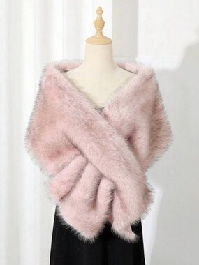 Soft Pink Faux Fur Wrap Shawl - Women's Accessories